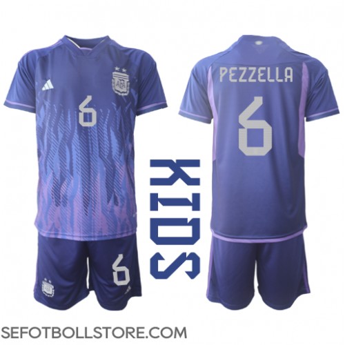 Argentina German Pezzella #6 Replika babykläder Bortaställ Barn VM 2022 Kortärmad (+ korta byxor)